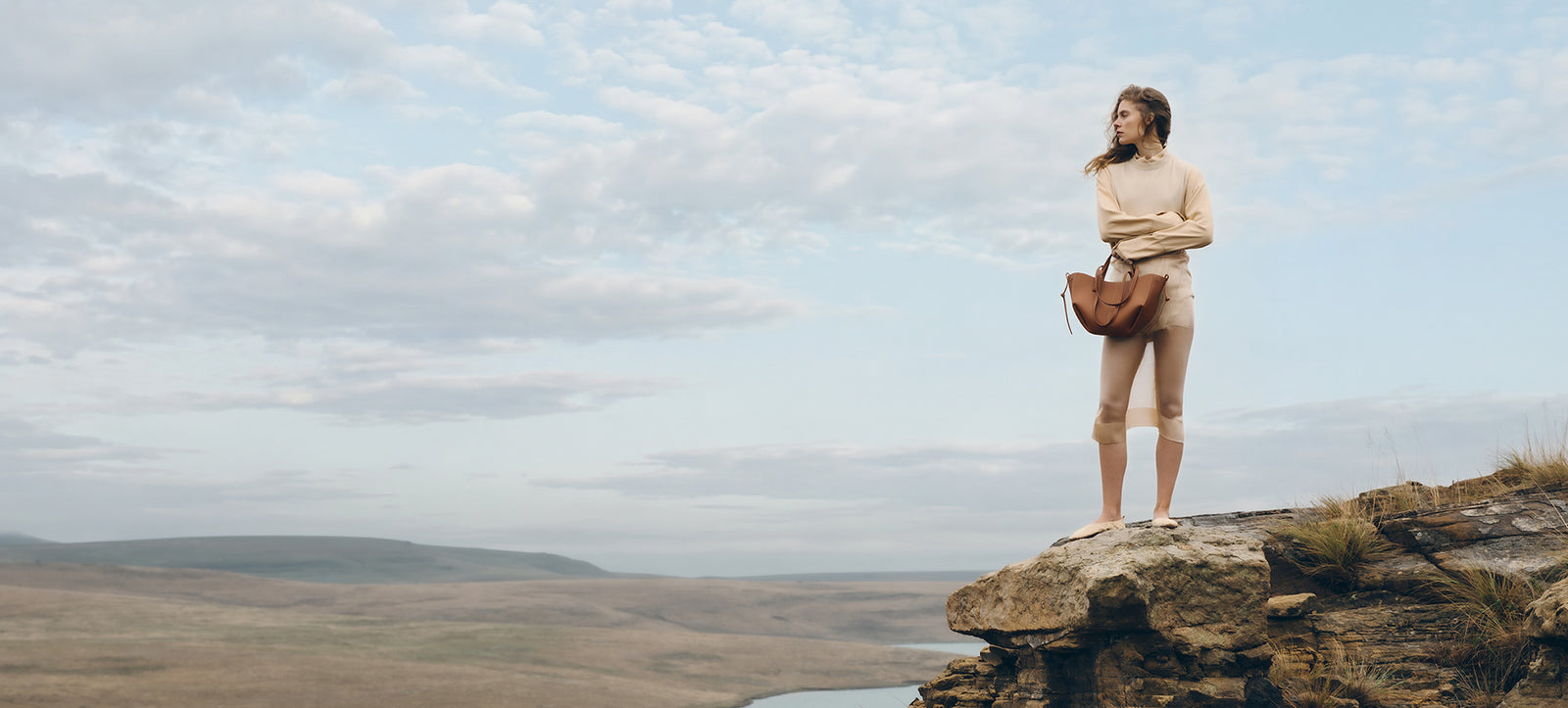 Leather pieces in a summer landscape